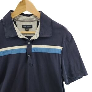 Banana Republic Short Sleeve Polo Men's Large Dark Navy Blue Quarter Button Down